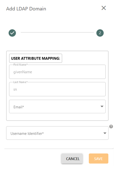 USER ATTRIBUTE MAPPING drawer | Zmanda