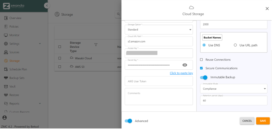 Immutable Backup-Compliance mode | Zmanda